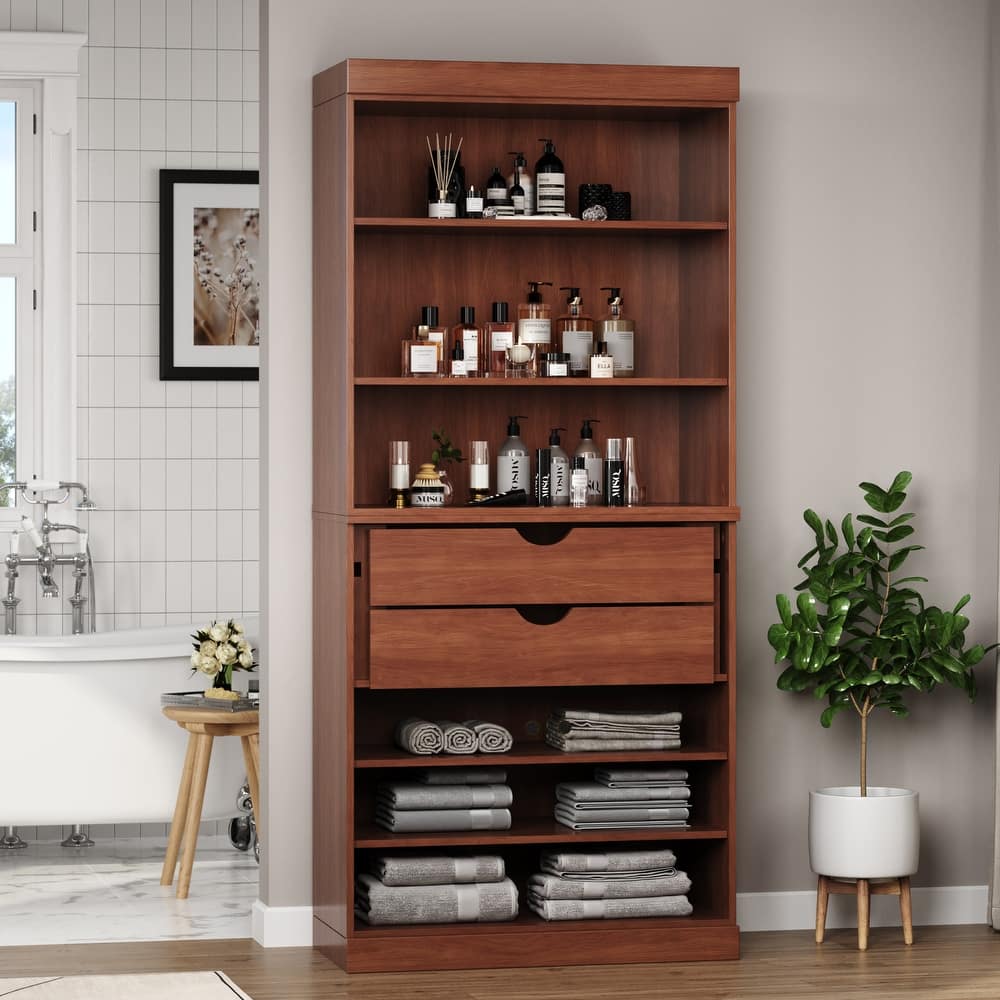 100% Solid Wood 32" Bathroom Cabinet with Optional Doors, 2-Drawers by Palace Imports