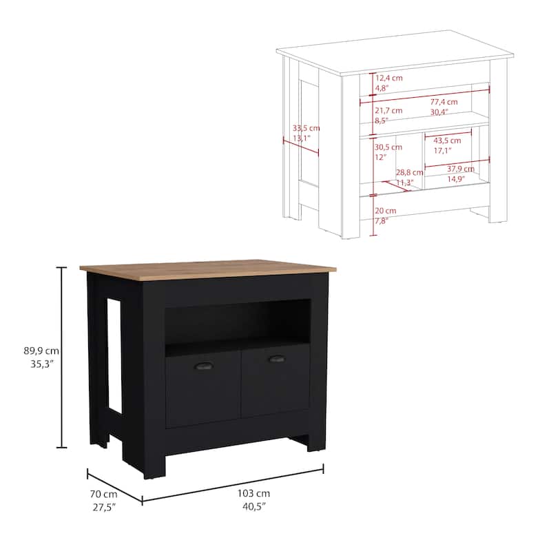 Kitchen Island Two Door Cabinet and Shelf for Dining Room.