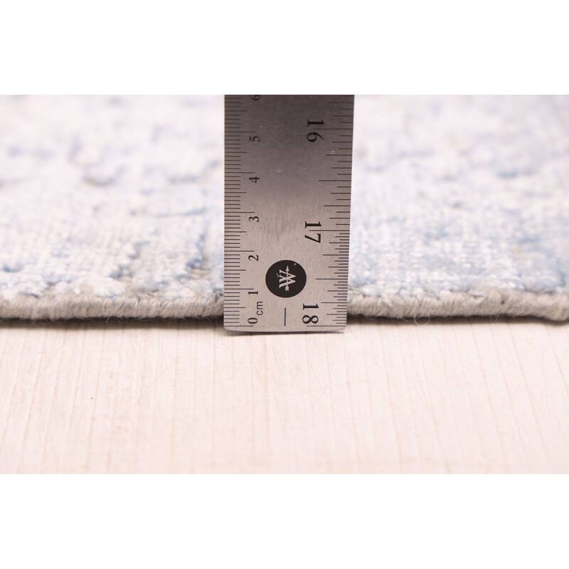 ECARPETGALLERY Hand-knotted Legacy Light Denim Blue Silk, Wool Rug - 2'6 x 8'11