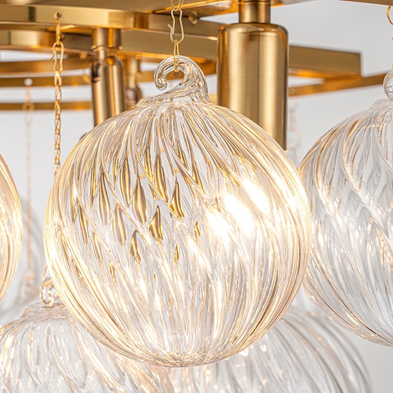 Starsky 8- Light 23in. Modern Glam Cluster Glass Bubble Chandelier with 28 Swirled Glass Globe Bubble