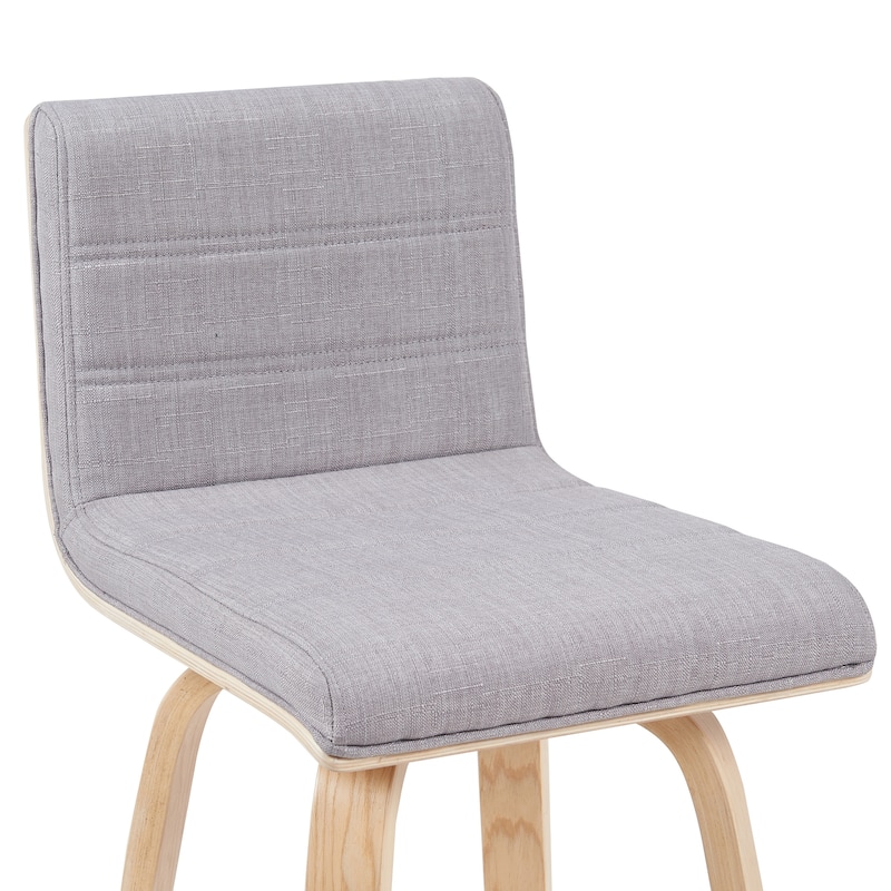 Skara Swivel Bar Stool, Upholstered Bar Height Chair with Bentwood Frame