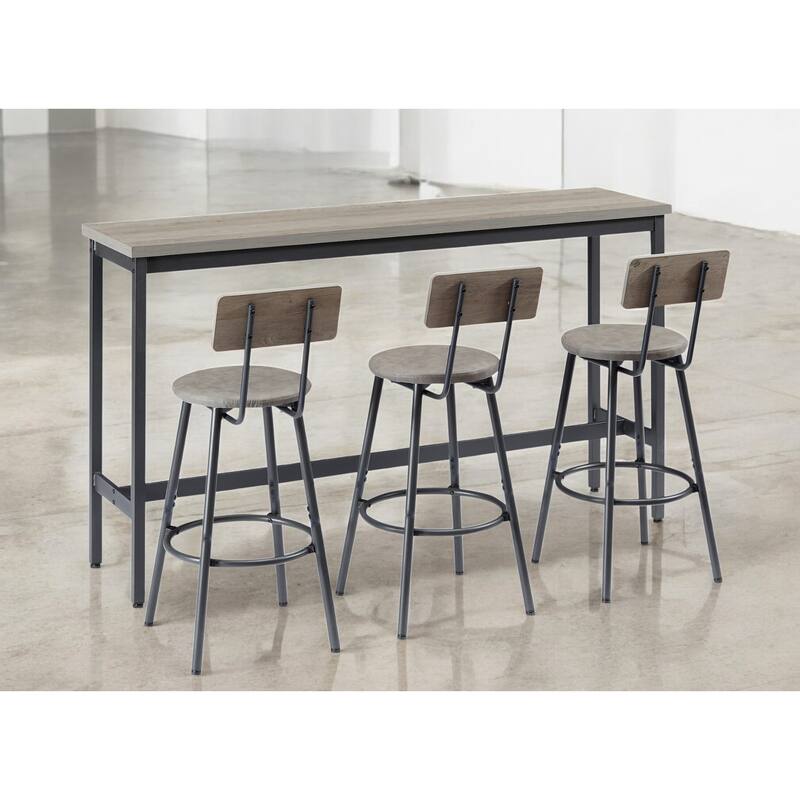Industrial 63" Bar Table Set with 3 PU Upholstered Stools, Modern Breakfast Table for Kitchen, Living Room, or Banquet Hall