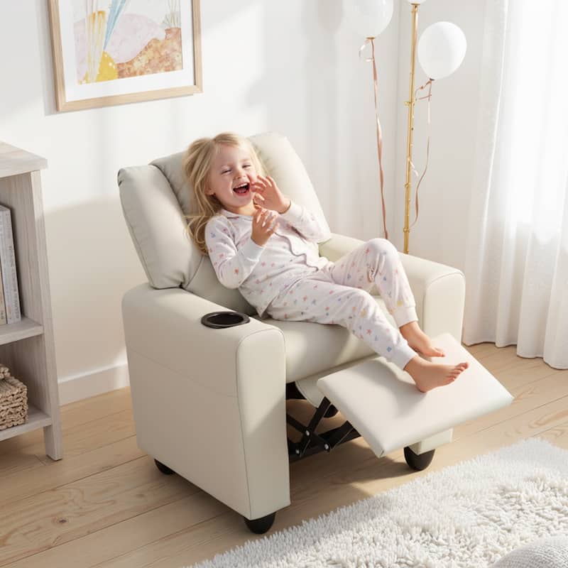 Costway Kids Recliner Chair with Cup Holder & Side Pocket Adjustable