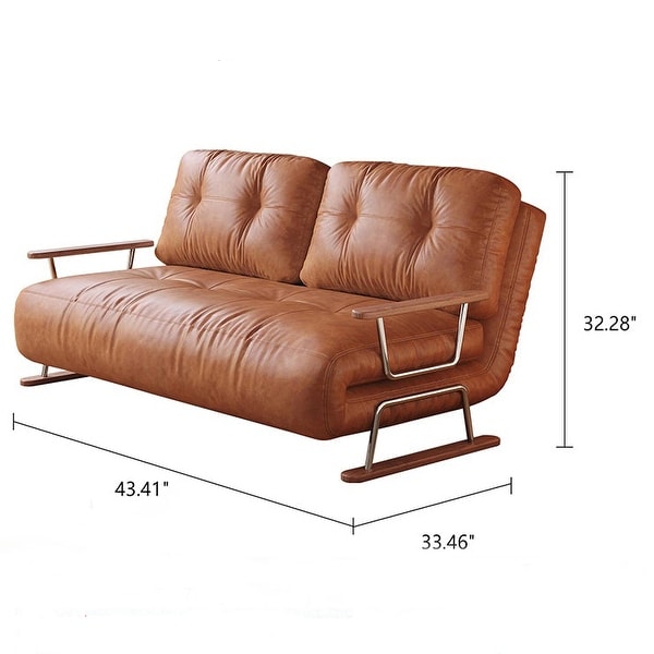 JASIWAY Brown Eco-Leather Folding Sofa Bed for Small Spaces - On