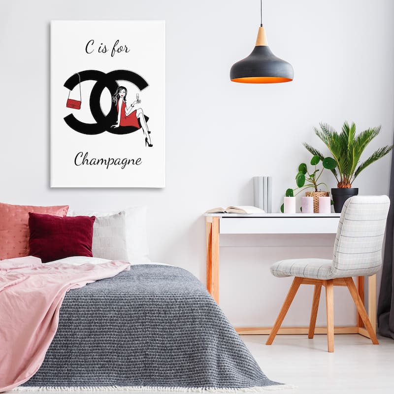 Stupell Glam C Is For Champagne Canvas Wall Art Design By Martina Pavlova