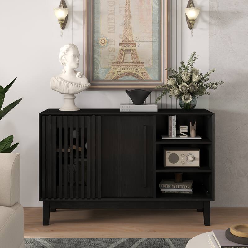 Farmhouse 47.25" Sideboard Buffet Cabinet with Storage and Solid Wood Feet for Stylish Home Organization