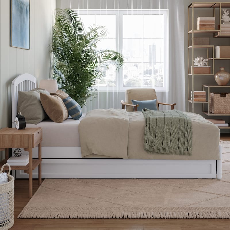 Lucia Platform Bed with Panel Footboard and Twin XL Trundle