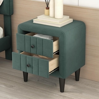 Upholstered Wooden Nightstand with 2 Drawers - Bed Bath & Beyond - 37841569