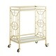 preview thumbnail 4 of 15, Johnson Serving Bar Cart 2 Tempered-Glass Shelves, Casters/ 2 Locking - N/A Gold/ White