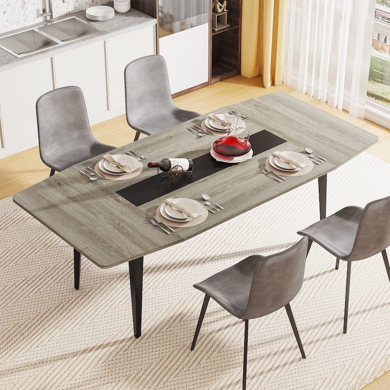 70.86 Inches Industrial Dining Table for 6-8 People - Grey