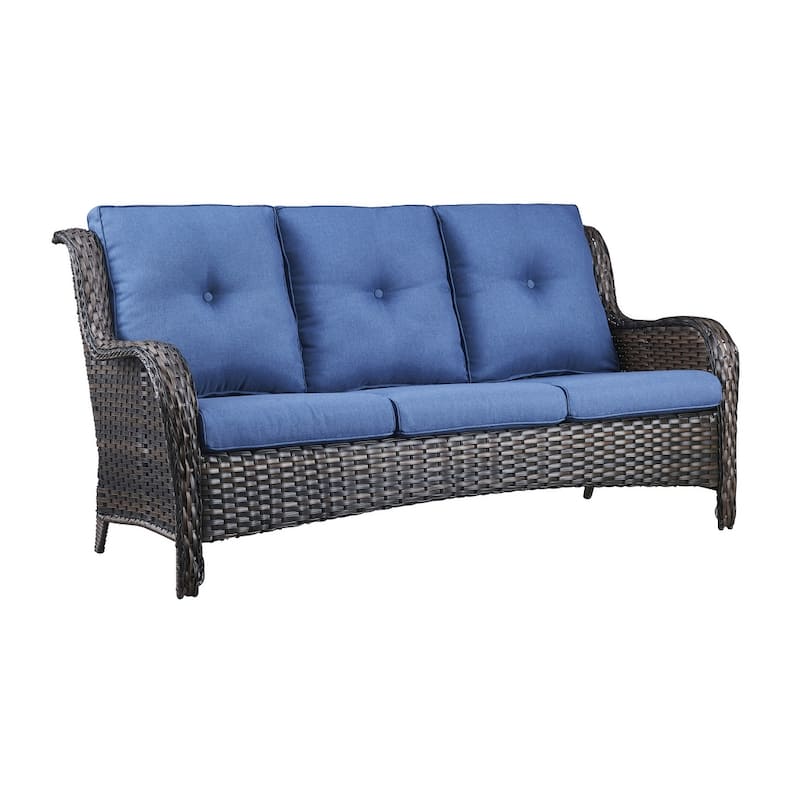 Gymojoy 3-Piece Outdoor Patio High-back Wicker Sectional Ottoman Set