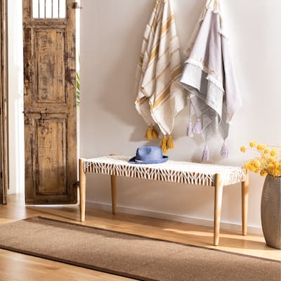 SAFAVIEH Bandelier Wood and Leather Bench. - 47" W x 16" D x 19" H