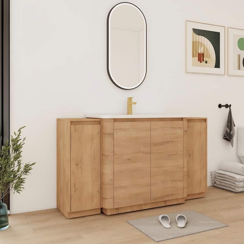 Bathroom Vanity With Sink In 36/40/48/52/60/64/84/92 Inch, Freestanding Bathroom Vanity With Doors and Adjustable Shelf