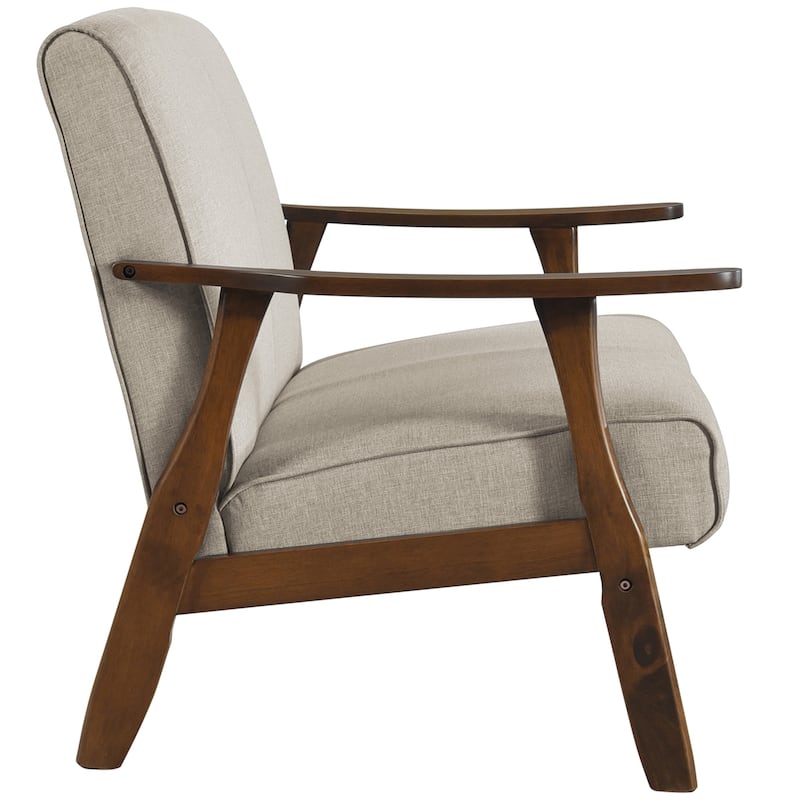CraftPorch Wenge Wood Mid-Century Modern Linen Loveseat
