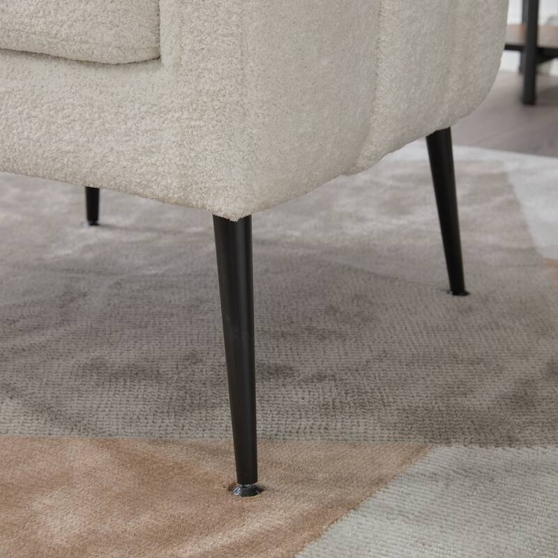 Modern Upholstered Vanity Barrel Accent Chair with Metal Legs, Lounge Chair Single Sofa Round Leisure Armchair