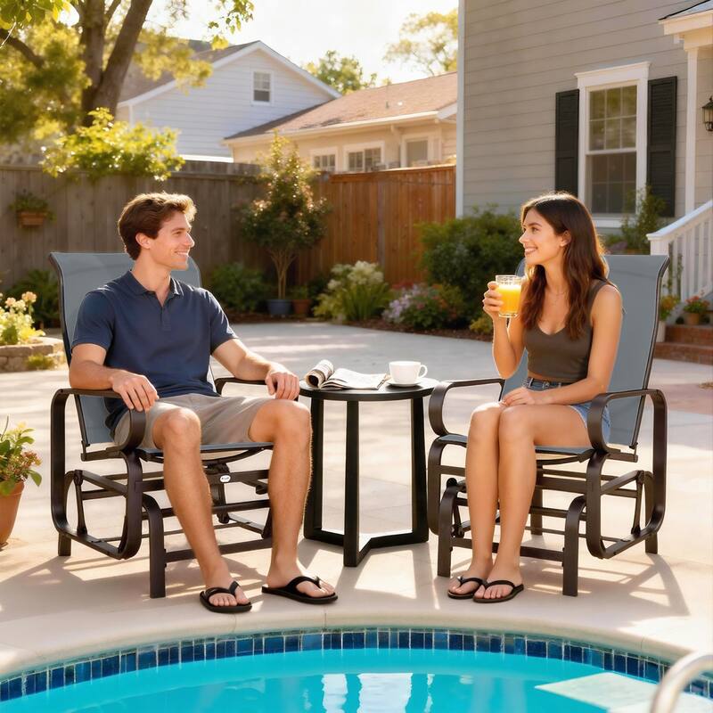 Outsunny Outdoor Glider Chair Set of 2, Gliders for Outside Patio with Smooth Rocking Mechanism
