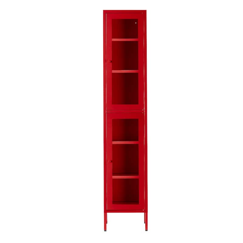 Avish 71-inch Red Two Clear Door Metal Cabinet