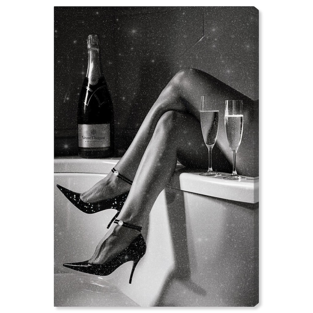 Champagne Bath Glamour Canvas by Art Remedy, Gallery Wrapped