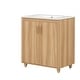 preview thumbnail 12 of 18, Classic 30" Freestanding Bathroom Vanity with Ceramic Sink, Stainless Steel Hinges & Adjustable Shelf by GDFStudio