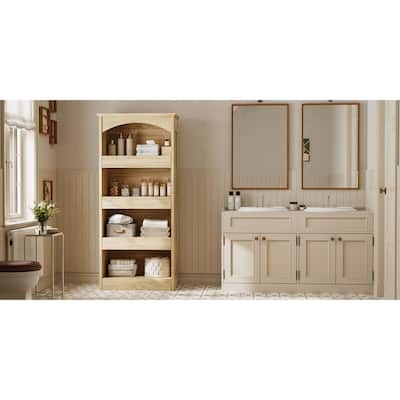 Tall Bathroom Cabinet Farmhouse Storage Cabinet with Hidden Drawers