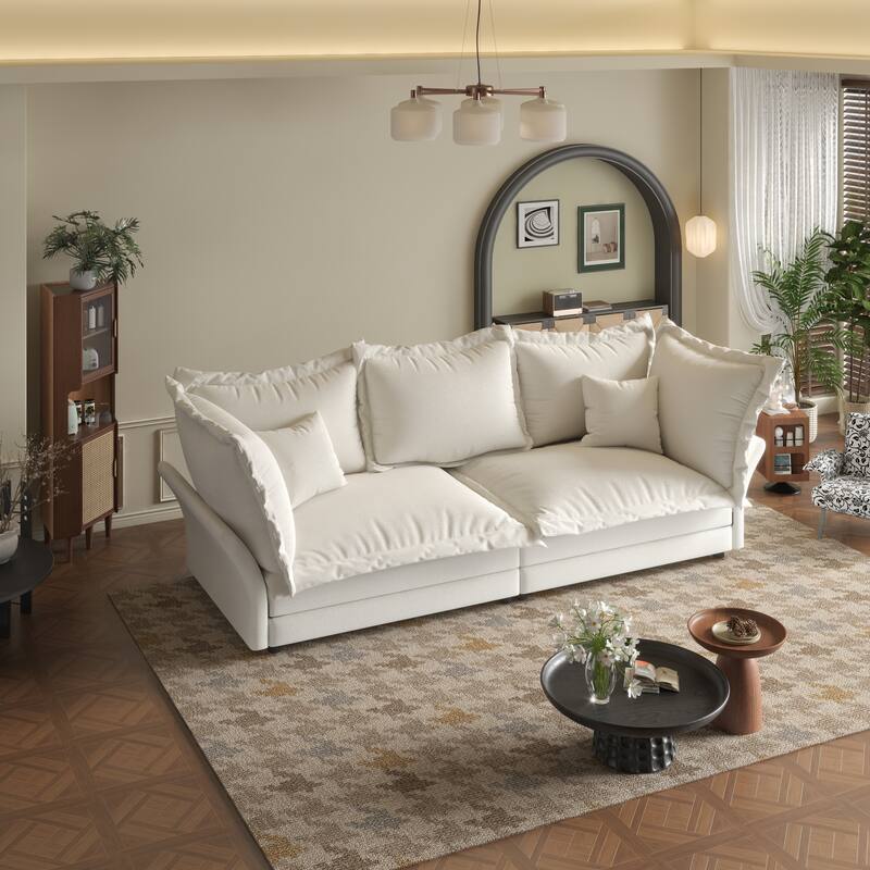 90.55" Modern Deep Seat Sofa Couches with Multiple Large Soft Pillows