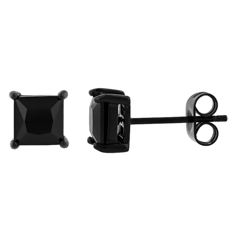 Steel Nation Stainless Steel Black Spinel Stud Earrings