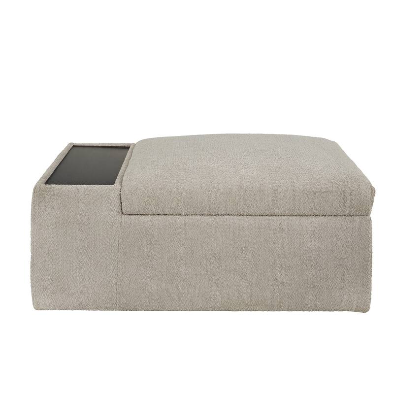Sebastopol Boucle Fabric Storage Ottoman With Table and Casters by iNSPIRE Q Modern