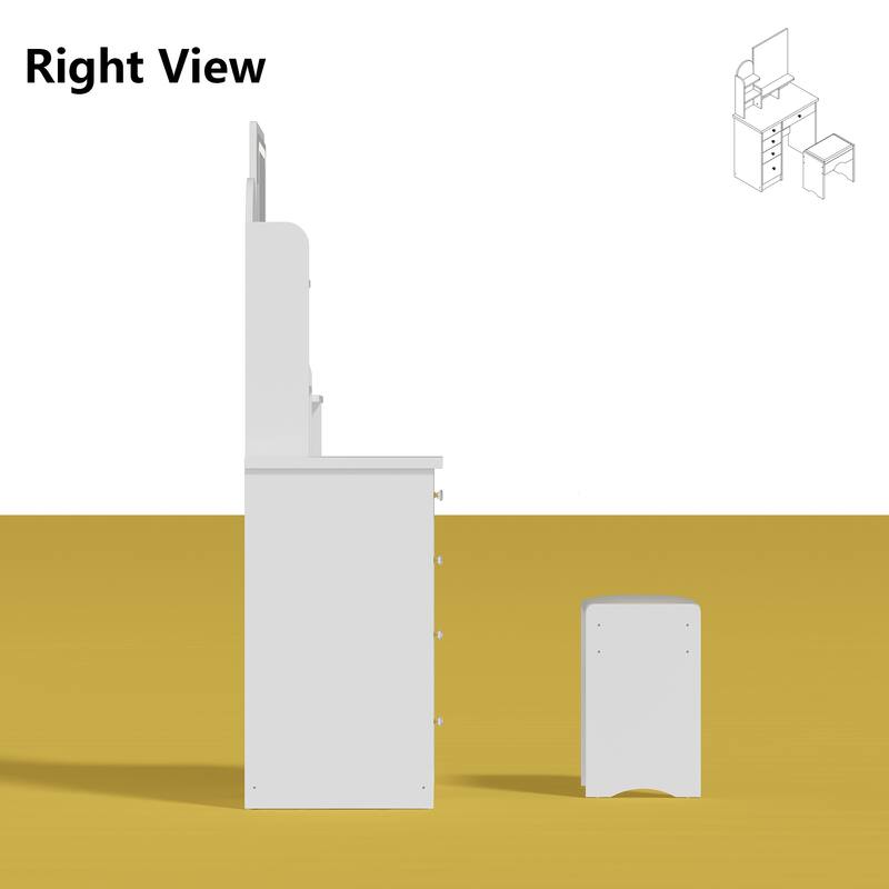 Vanity Desk with LED Lighted Mirror, Makeup Vanity Table with Drawers, Shelves and Stool