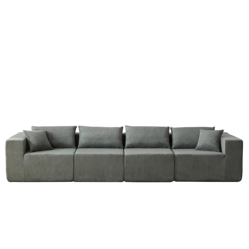 104" Corduroy Upholstered Modular L-shaped Sectional Sofa