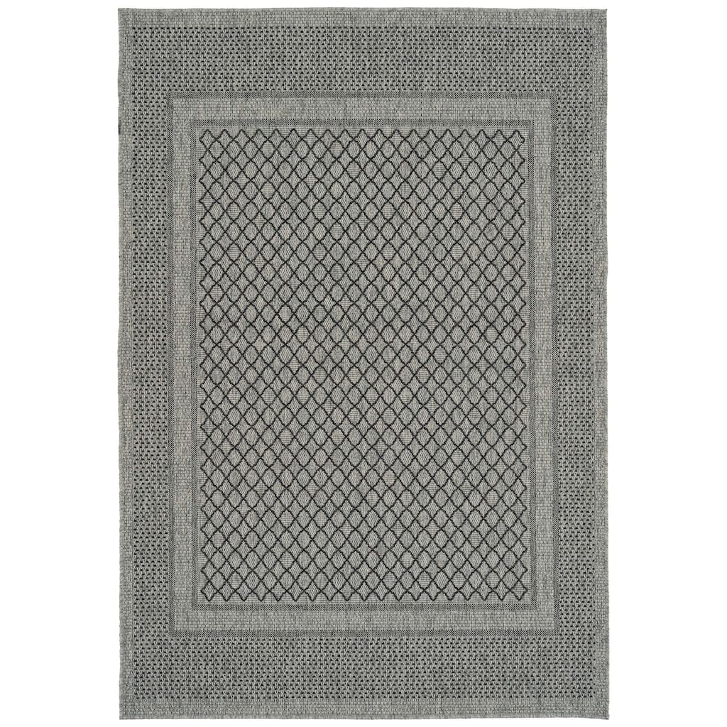 Modern Transitional Geometric Southwestern Textured High-Low Cut & Loop Rectangle Throw Rug - 2x 3