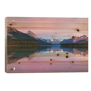 Maligne Lake Print On Wood by Yan Zhang Multi Color Bed Bath