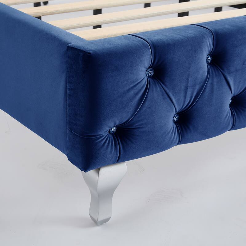 Christopher Knight Home - Larkswood Velvet Upholstered King Size Bed Frame with Wingback Headboard