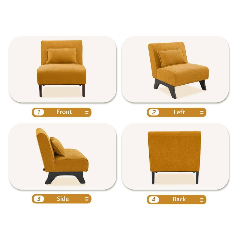 Huimo Modern armless chair with thick cushions and black wooden legs