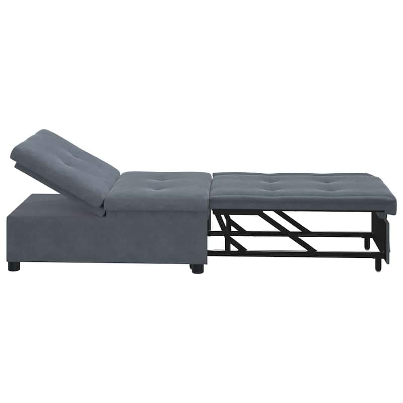vidaXL Sofa Bed 3-in-1 Pull-Out Design Black/Dark Grey Velvet - 76.4 x 26.4 x 32.3