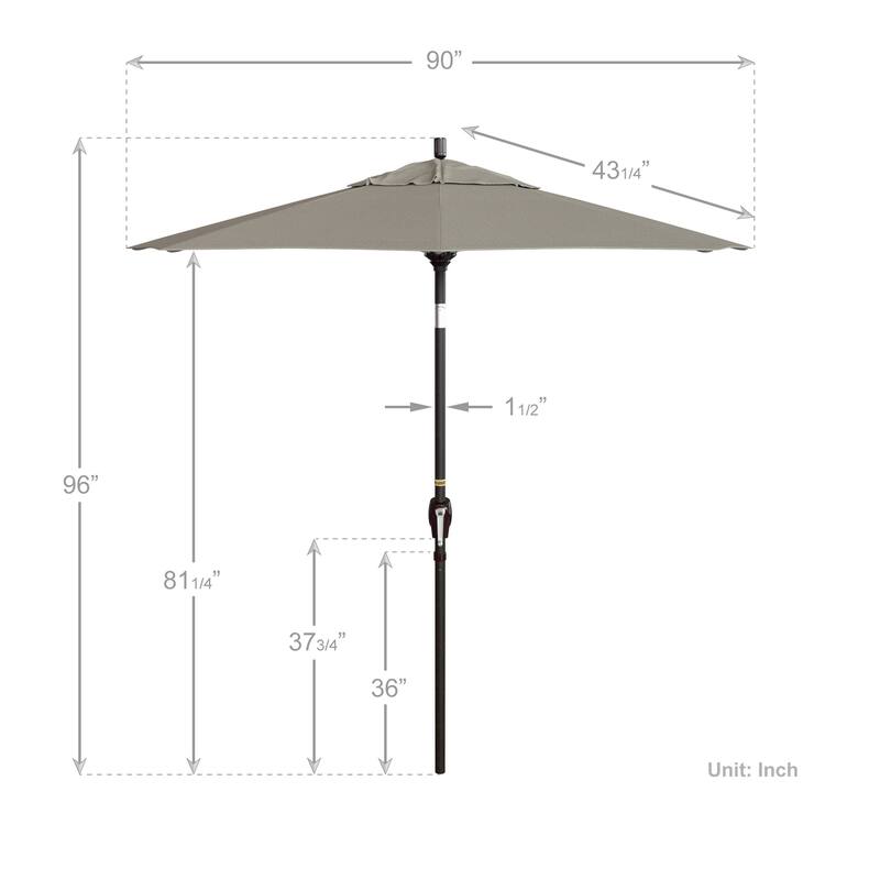 California Umbrella 7.5' Round Crank Lift Push Button Tilt Bronze Aluminum Patio Umbrella with Olefin Royal Blue Fabric