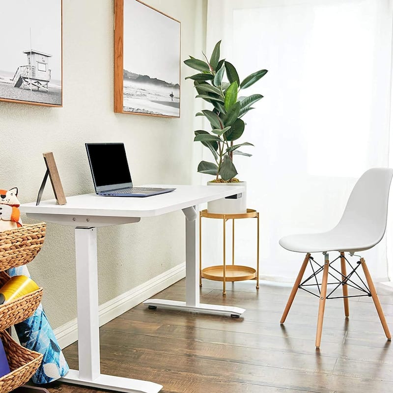 Whole Piece Electric Standing Desk, 48 x 24 Inches Height Adjustable Desk, Sit Stand Desk Home Office Desks - White - White
