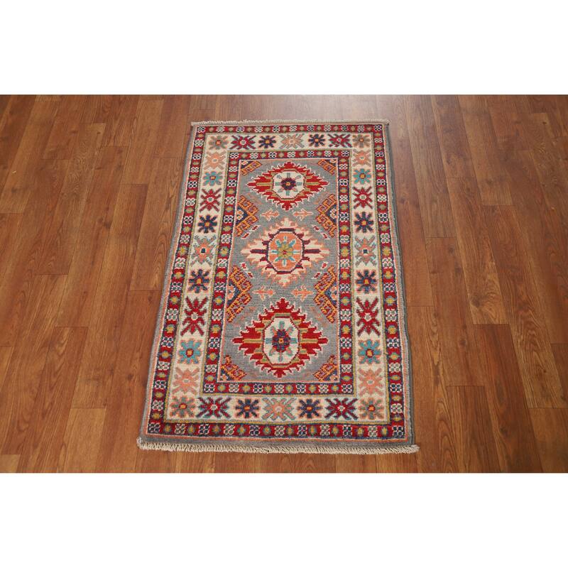 Kazak Oriental Accent Foyer Rug Hand-Knotted Wool Carpet - 2'0"x 3'0"
