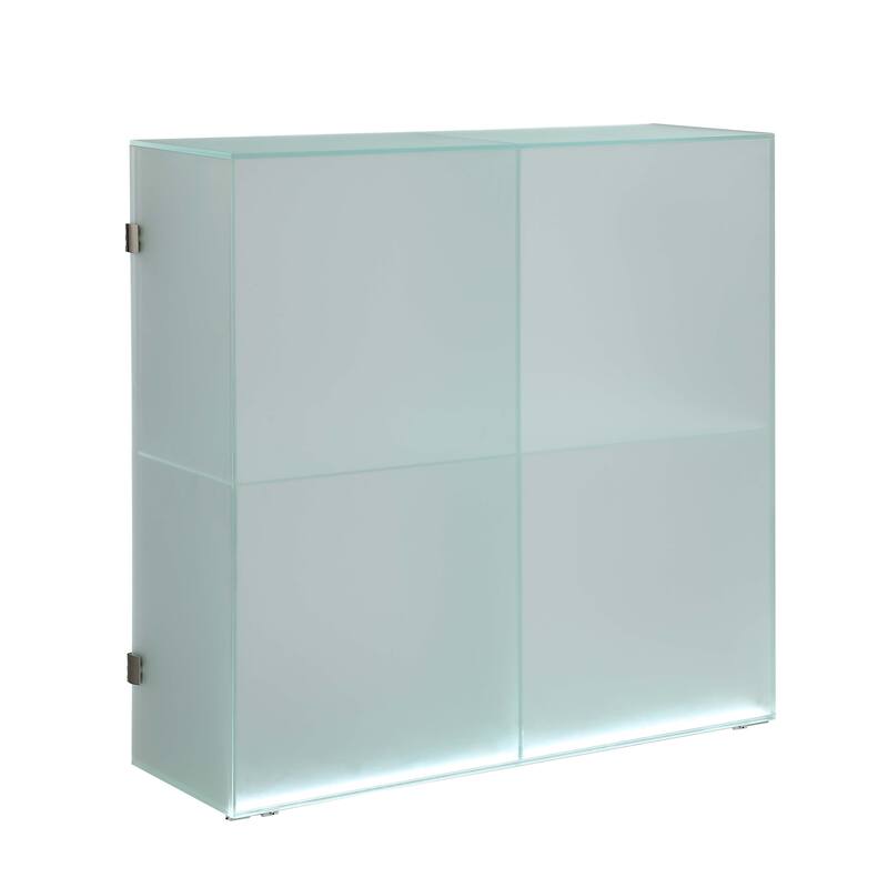 Somette Frosted Glass Cabinet with Doors, Shelves & LED Lights