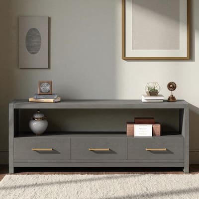 74" Modern TV Stand with 3 Spacious Drawers, Minimalist Metal Handles, Versatile Console or Side Cabinet