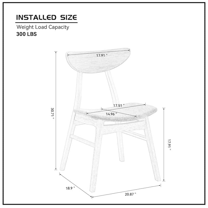 Wooden Dining Chairs Set of 2, Soft Upholstered Kitchen Side Chairs, Accent Chairs with Solid Rubber Wood Frame