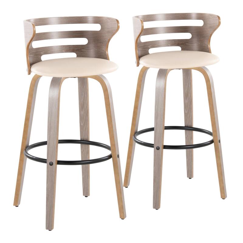 Carson Carrington Cranagh 30" Fixed-Height Bar Stool with Bent Wood Legs & Round Footrest (Set of 2)
