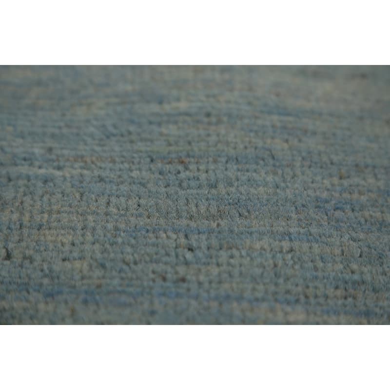 Light Blue & Green Modern Gabbeh Area Rug Hand-Knotted Wool Carpet - 5'0" x 6'5"