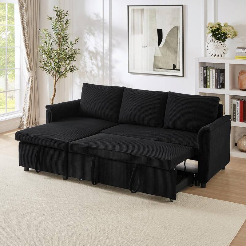 Modular Sectional Sofa - Convertible Sleeper & Recliner - Black