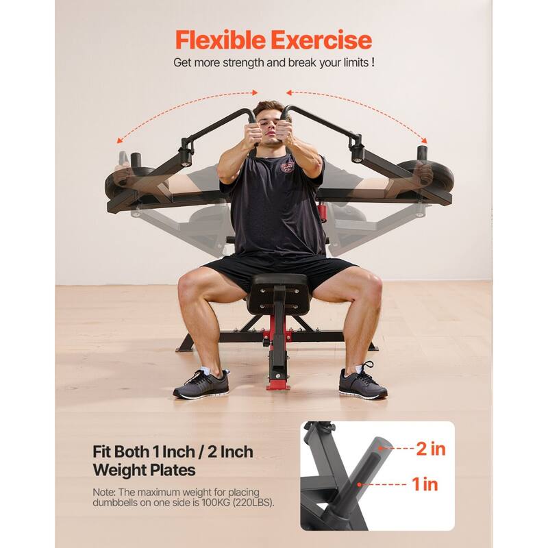 Carbon Steel Frame Adjustable Chest Fly Machine for Upper Body Strength Reverse Bench Press - 55” x 39” x 43”