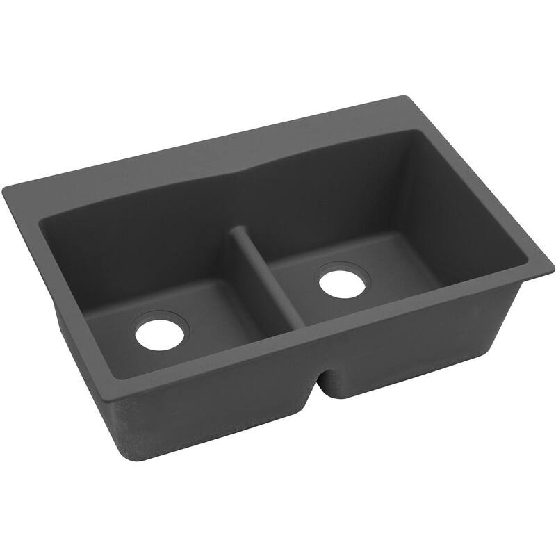 Elkay Quartz Classic 33" x 22" x 10", Equal Double Bowl Drop-in Sink with Aqua Divide