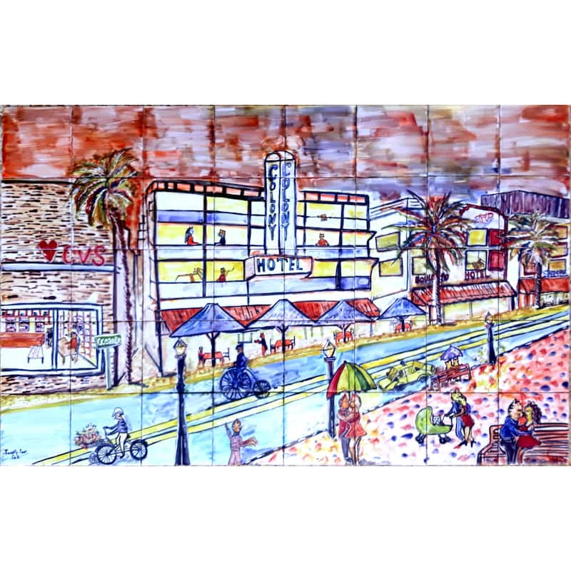 48x30 Twenty-Four Cats South Beach Miami Backsplash Wall Mural