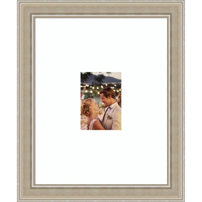 Mezzo Silver Framed Picture Frame, Photo Frame - 16x20 Matted White 5x7