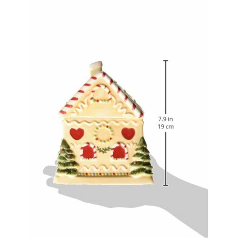 Spode Christmas Tree Figural Gingerbread House Candy Jar - 7" L x 7" W x 7" H