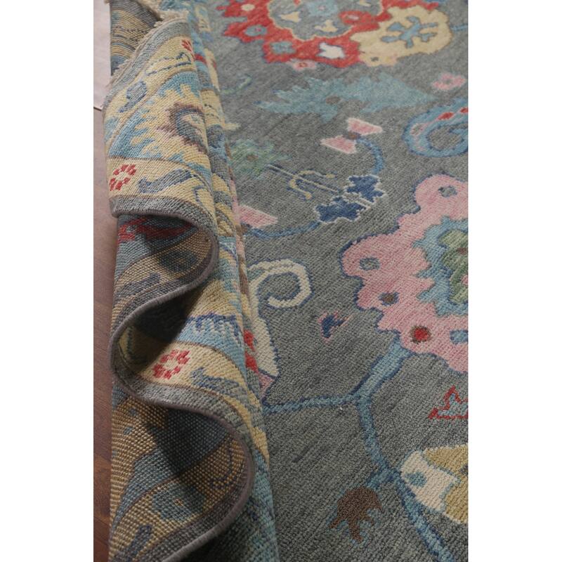 Gray & Blue Oushak Oriental Area Rug Handmade Wool Carpet - 8'11"x 11'8"