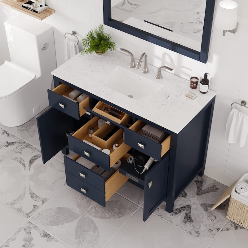 Eviva Artemis Bathroom Vanity with White Engineered Stone Countertop and Undermount Porcelain Sink